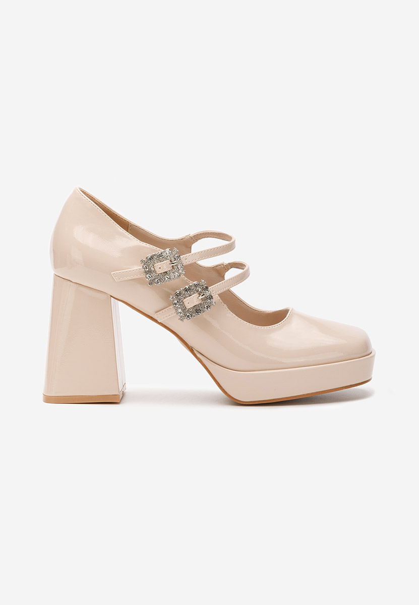 Oбувки с дебел ток Elany бежов