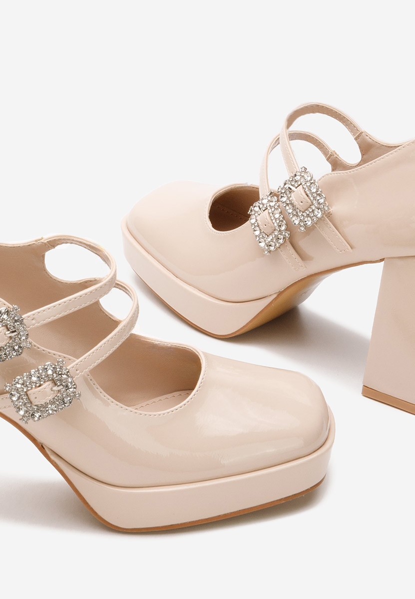 Oбувки с дебел ток Elany бежов