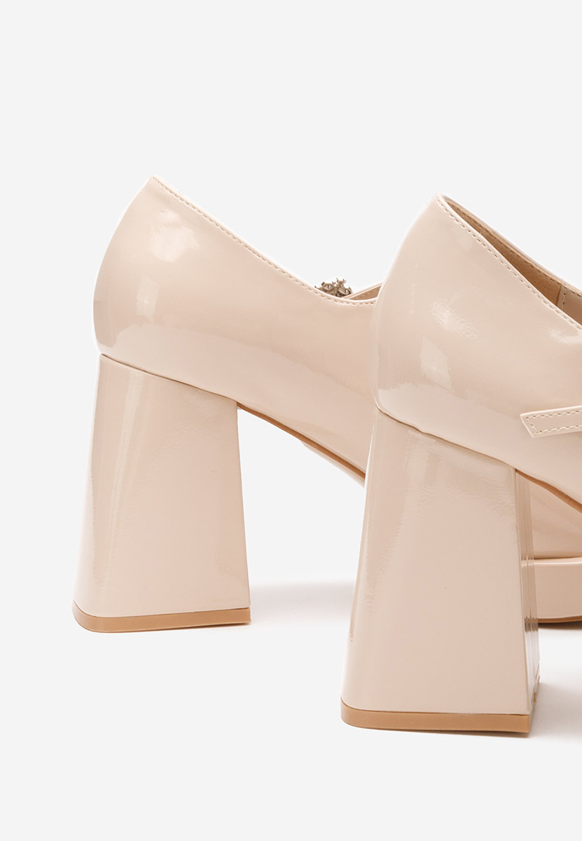 Oбувки с дебел ток Elany бежов