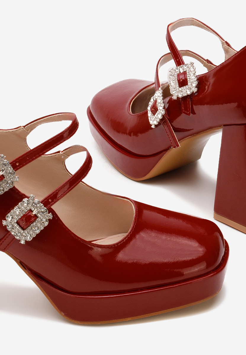 Oбувки с дебел ток Elany червен