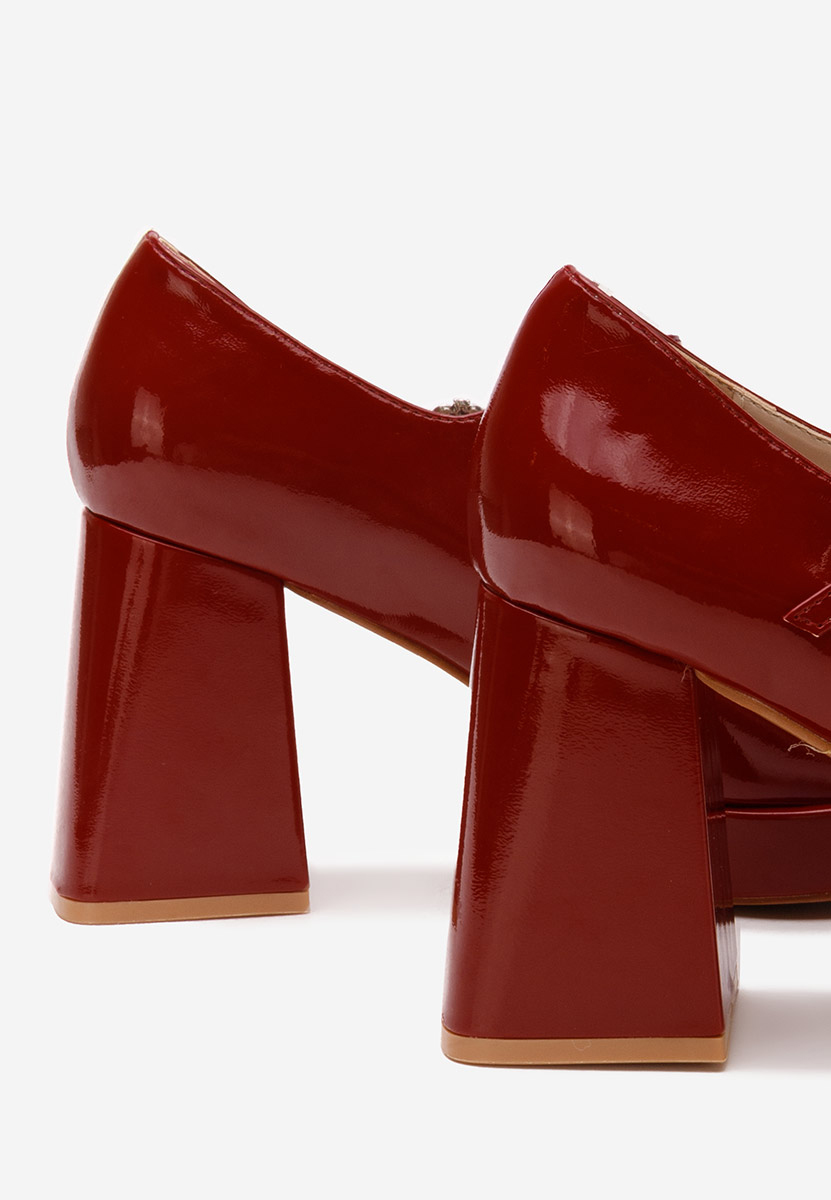 Oбувки с дебел ток Elany червен