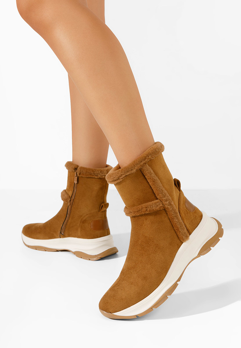 Зимни дамски Ботинки Overall камел