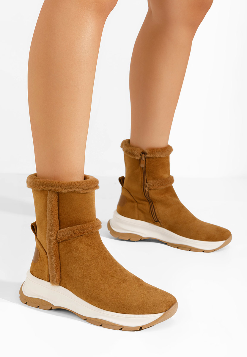 Зимни дамски Ботинки Overall камел