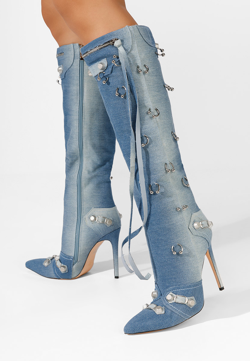 Висок чизми Sylvie деним