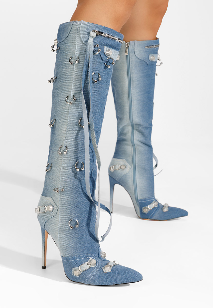 Висок чизми Sylvie деним