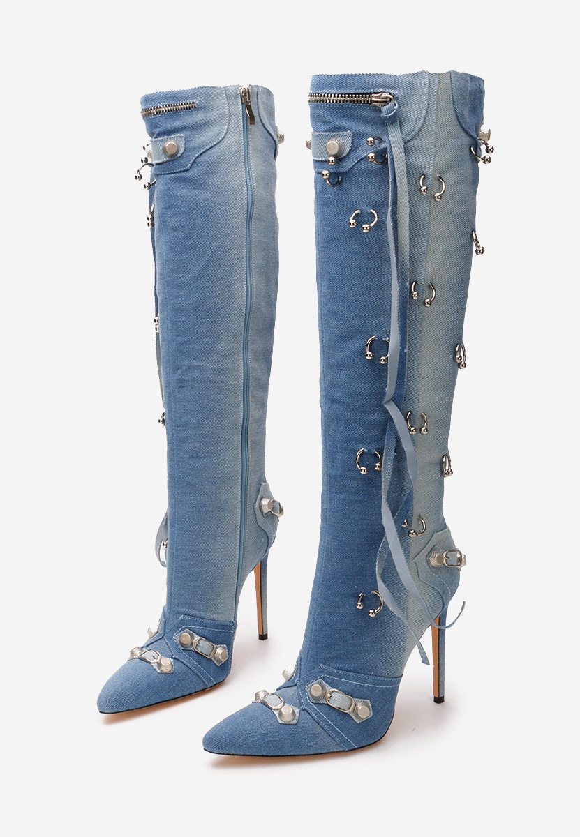 Висок чизми Sylvie деним