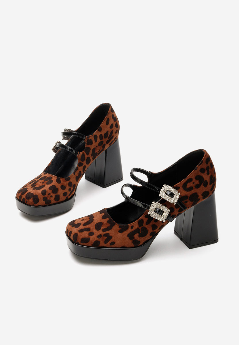 Oбувки с дебел ток Elany леопарди