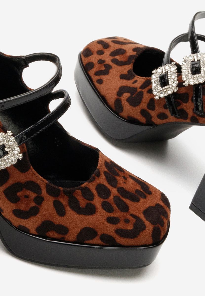 Oбувки с дебел ток Elany леопарди