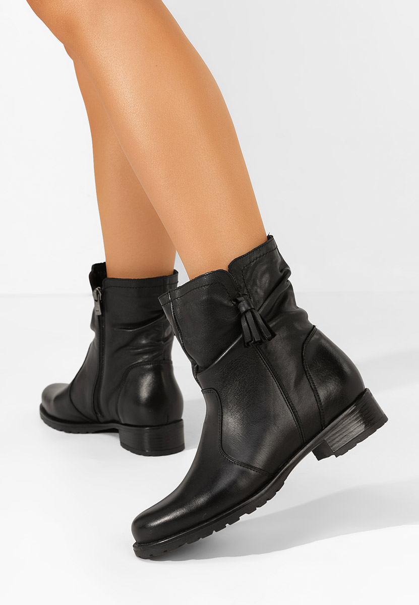 Боти естествена кожа Cristine черен