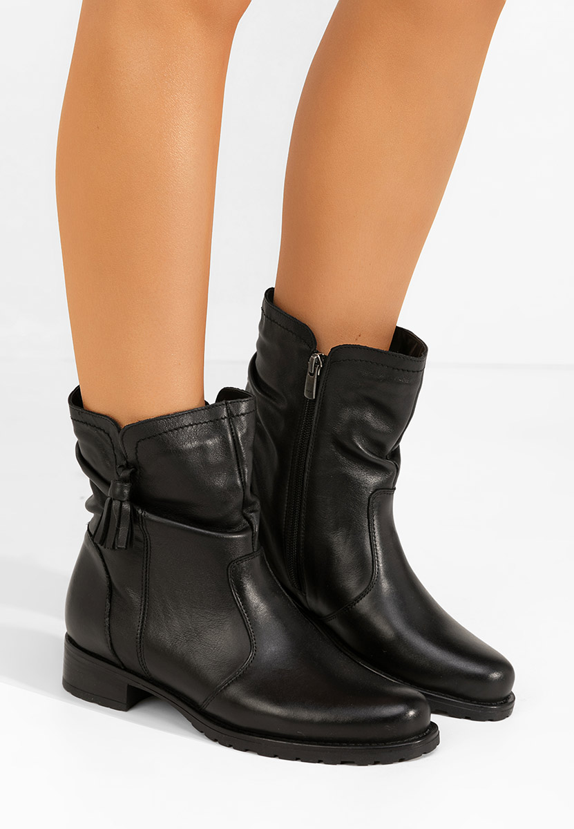 Боти естествена кожа Cristine черен