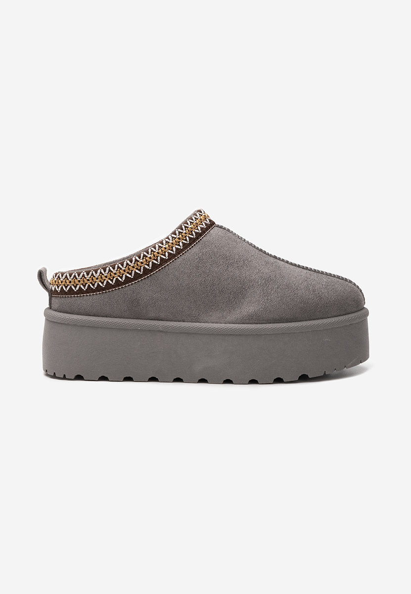 дамски чехли на платформа Comfy сив