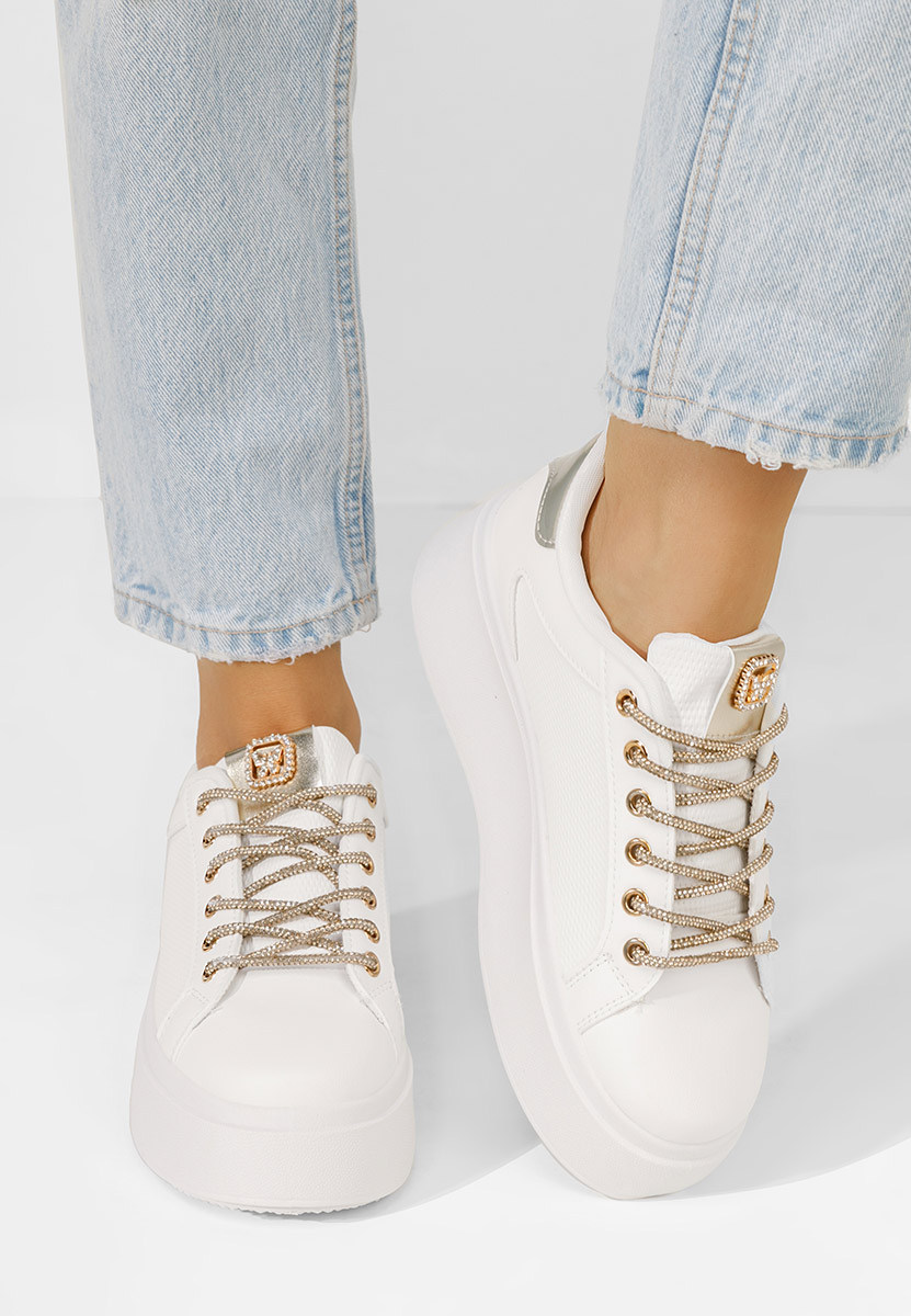 Cникърси на платформа Shauna бели