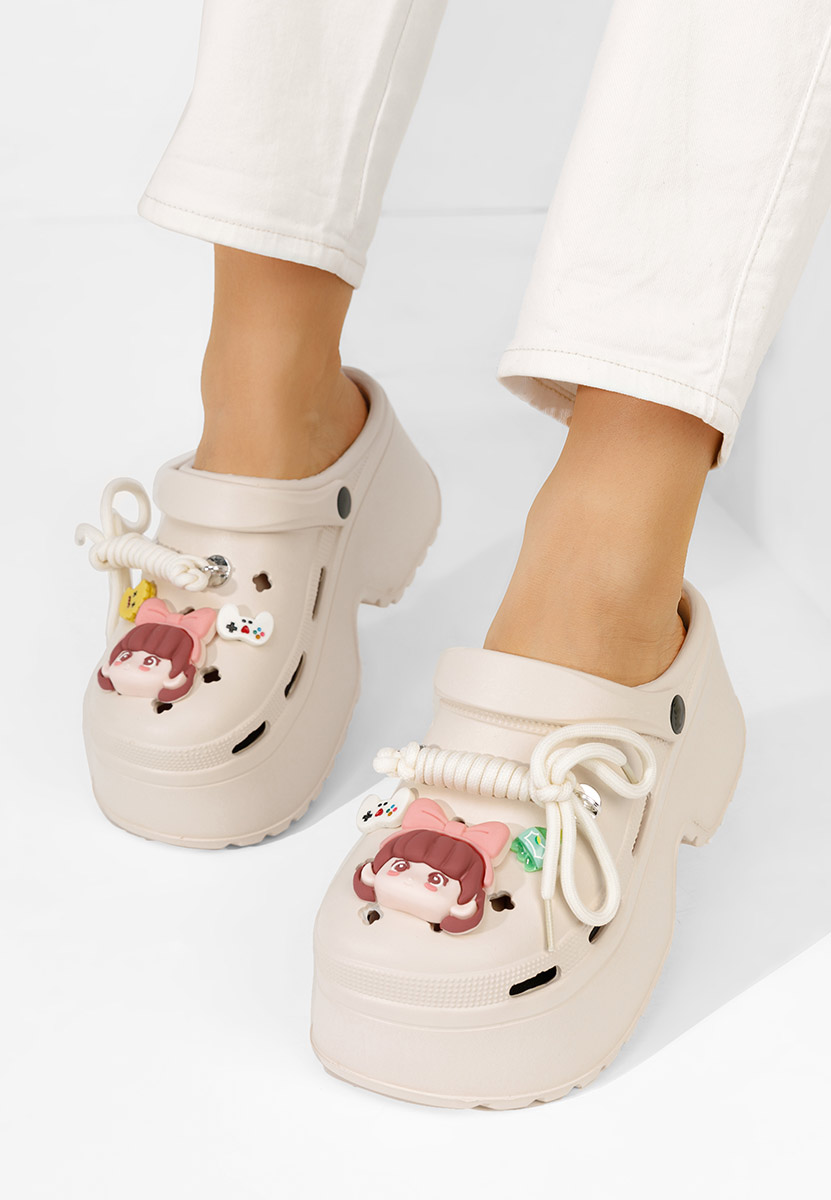 дамски чехли на платформа Sheryl бежов