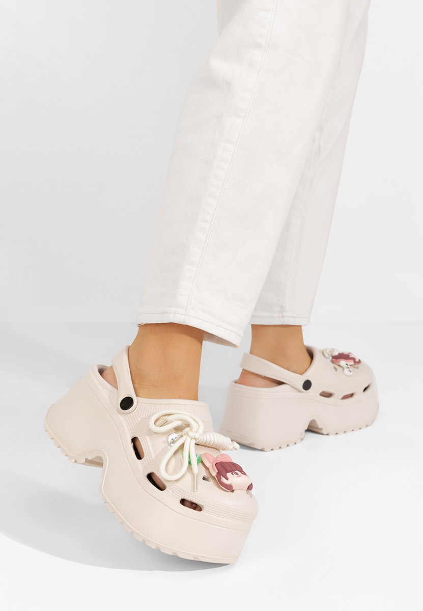 дамски чехли на платформа Sheryl бежов