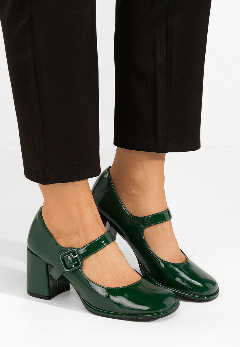 Oбувки с дебел ток Terresa зелен