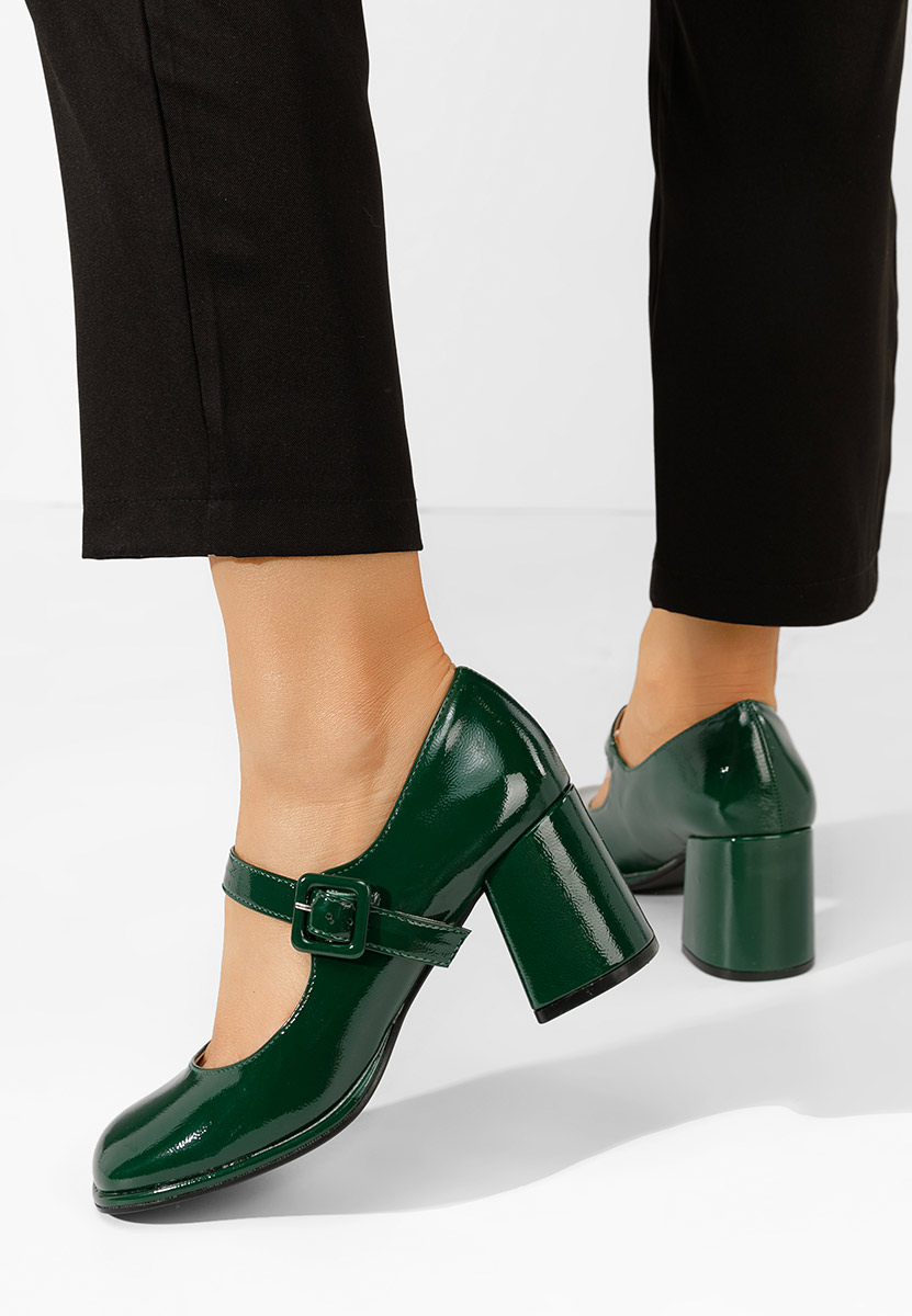 Oбувки с дебел ток Terresa зелен