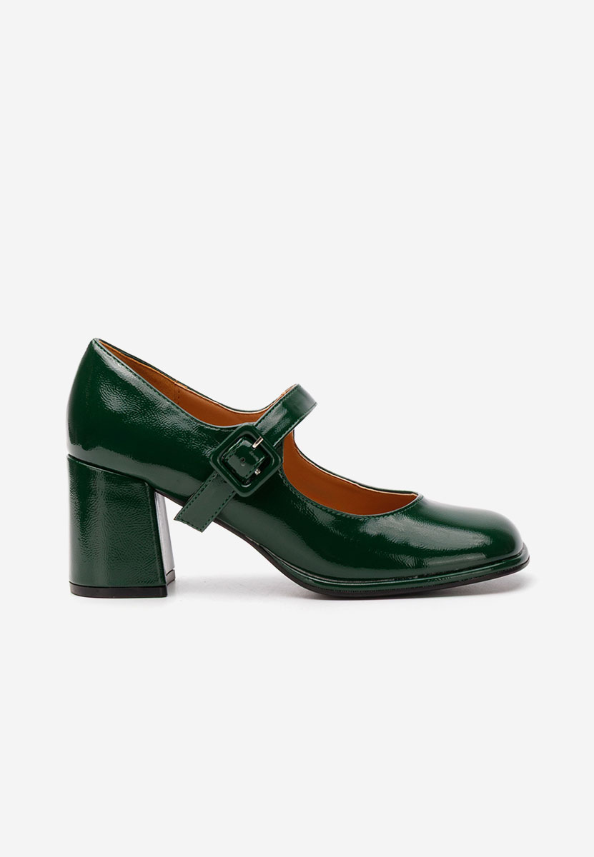 Oбувки с дебел ток Terresa зелен