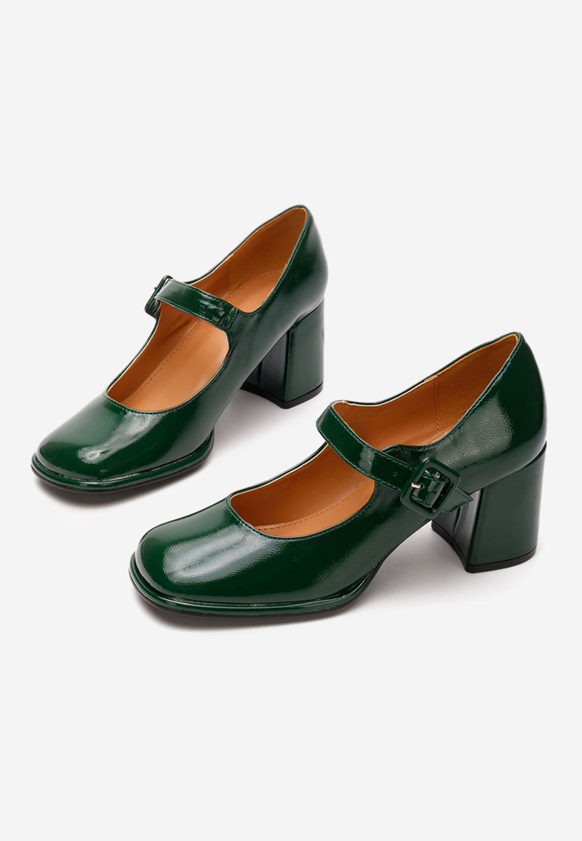 Oбувки с дебел ток Terresa зелен