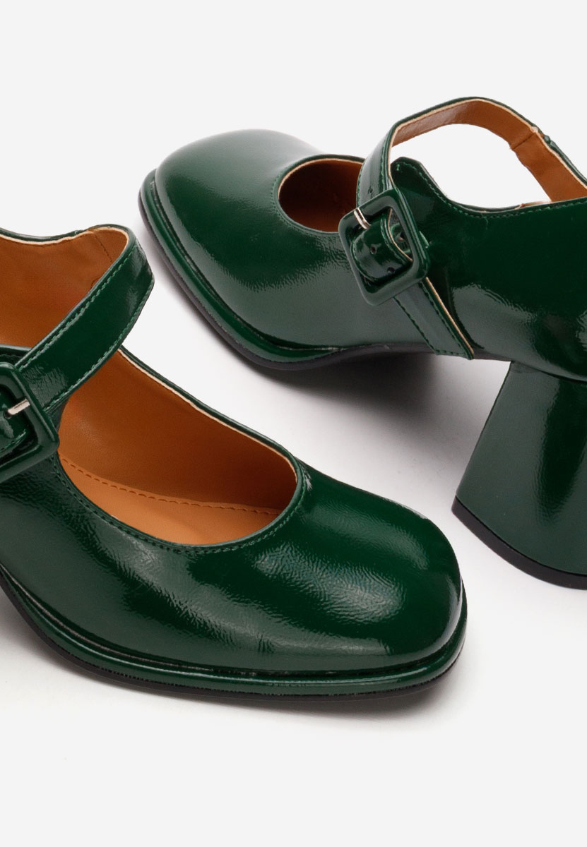 Oбувки с дебел ток Terresa зелен