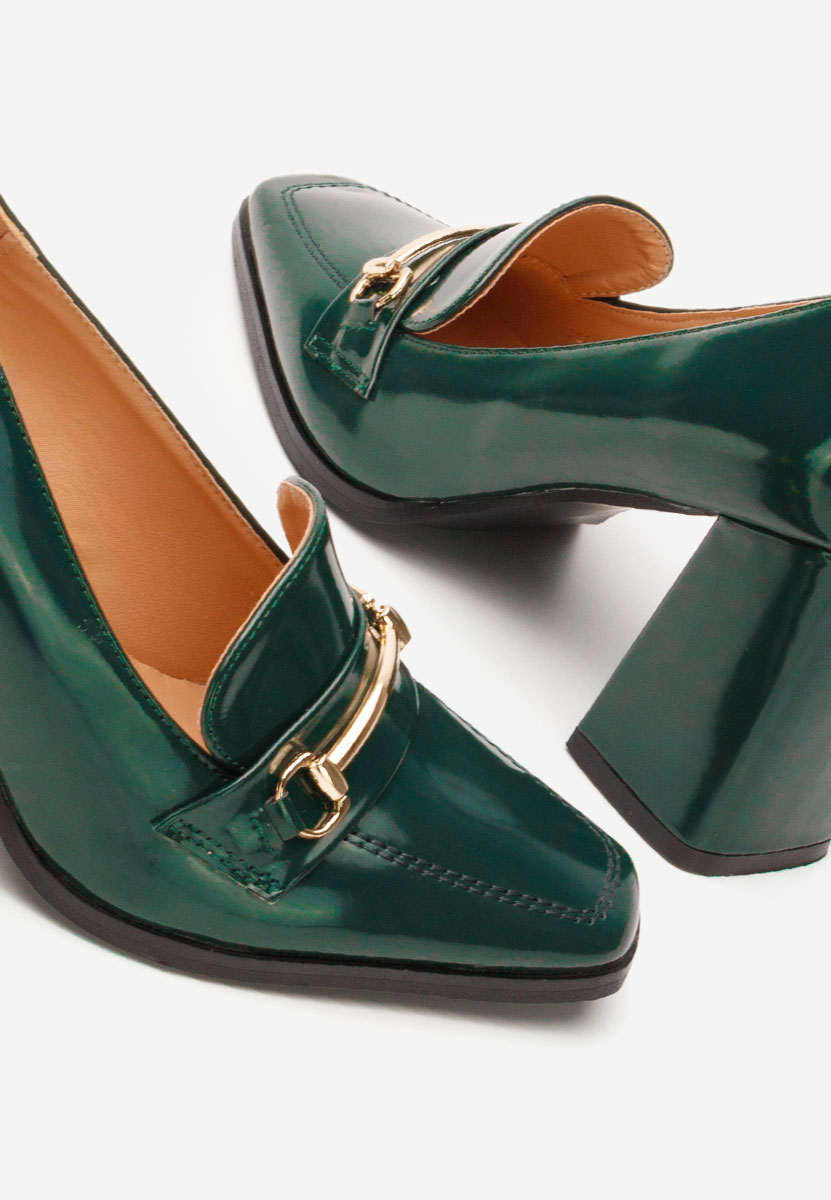 Дамски мокасини на ток Noriana зелен