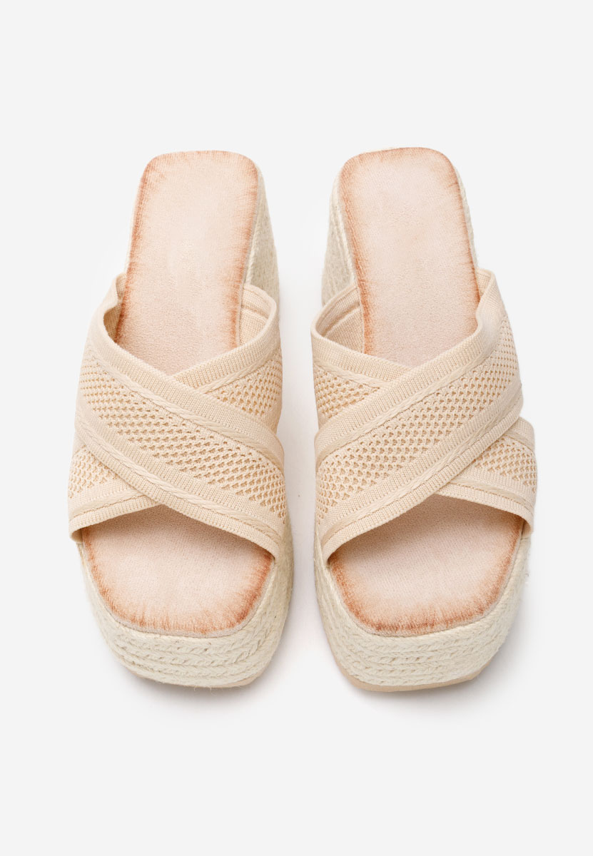 дамски чехли на платформа Maida бежов