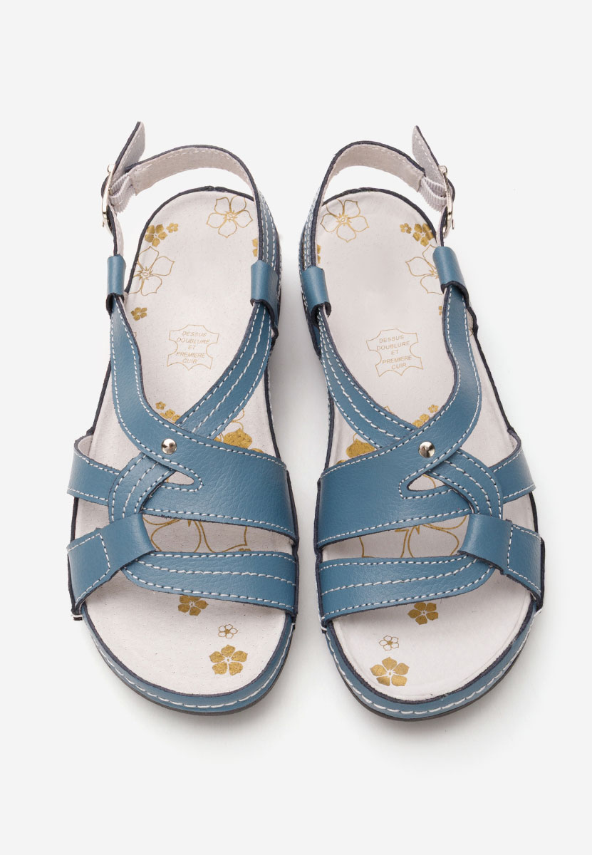 Cандали естествена кожа Zinga светло син