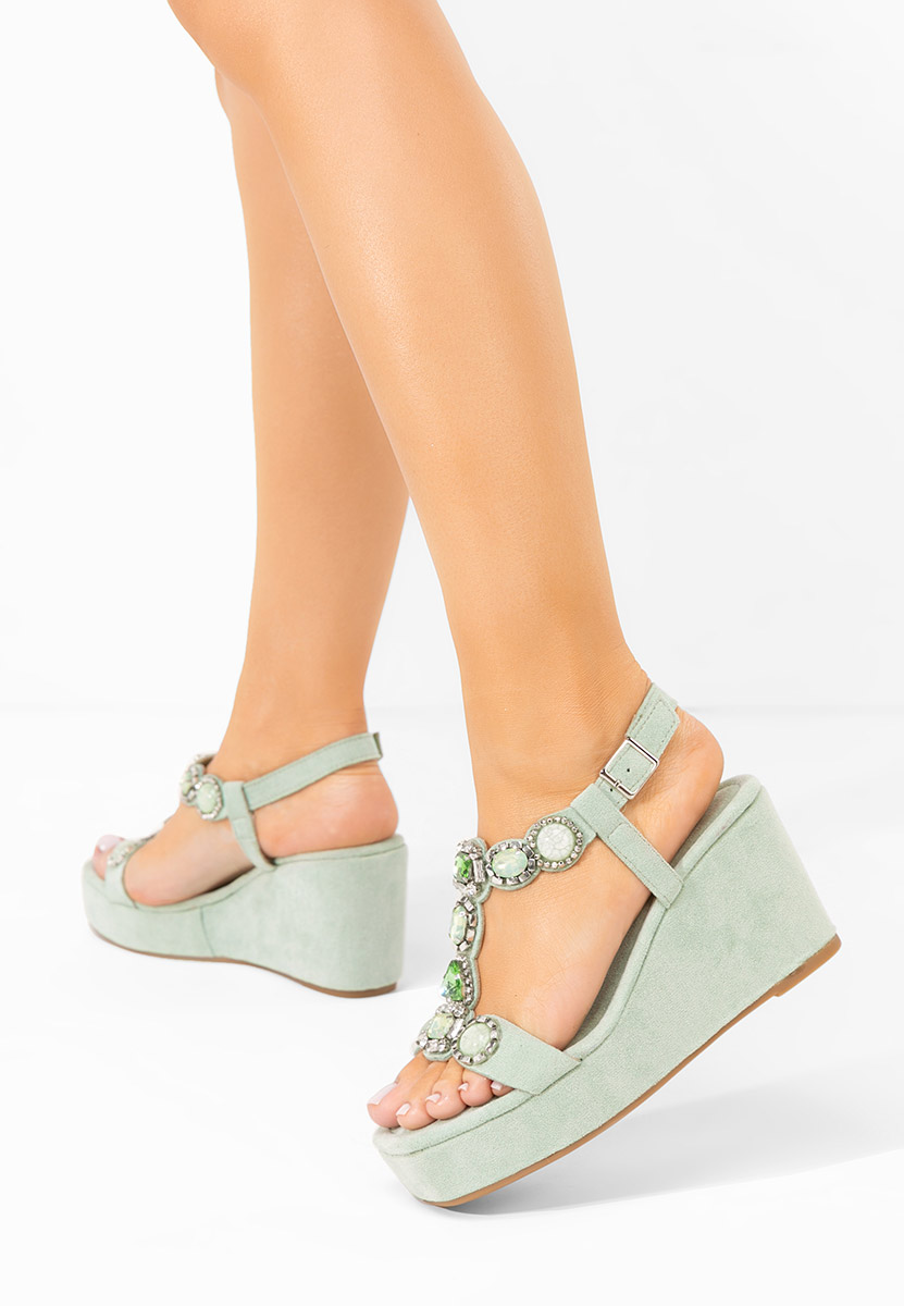 Сандали на платформа Cecilia зелен