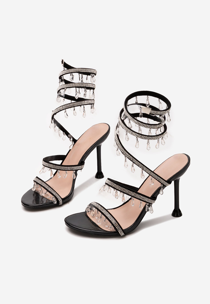 Cандали с тънък ток Calisa черен