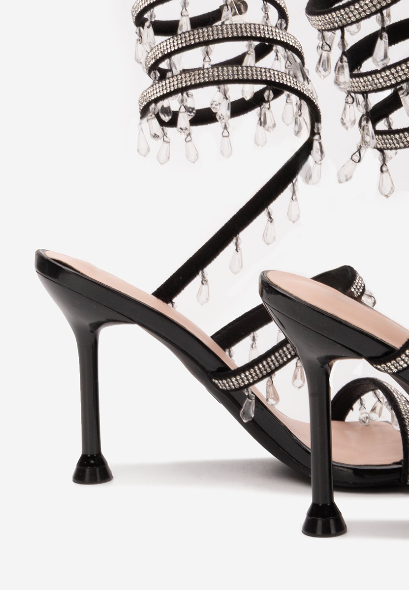 Cандали с тънък ток Calisa черен