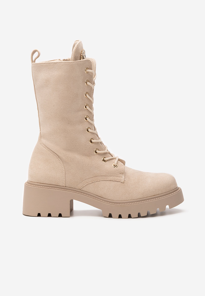 Дамски Боти с връзки Noblesa бежов