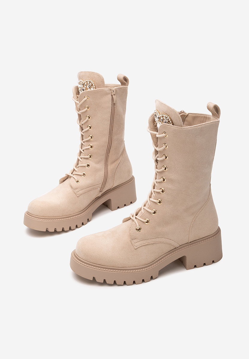 Дамски Боти с връзки Noblesa бежов