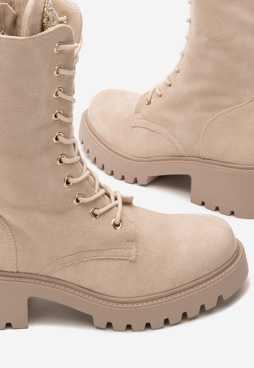 Дамски Боти с връзки Noblesa бежов