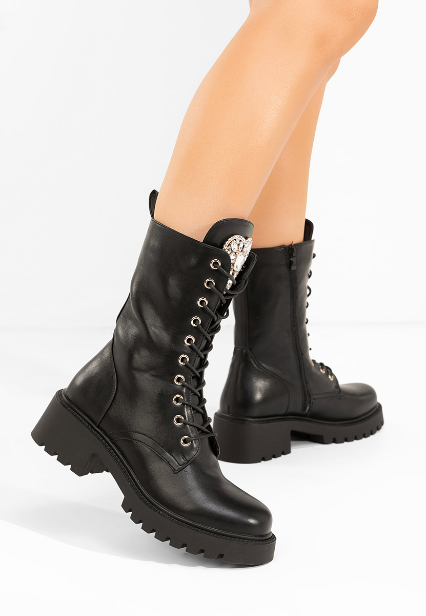 Дамски Боти с връзки Noblesa черни