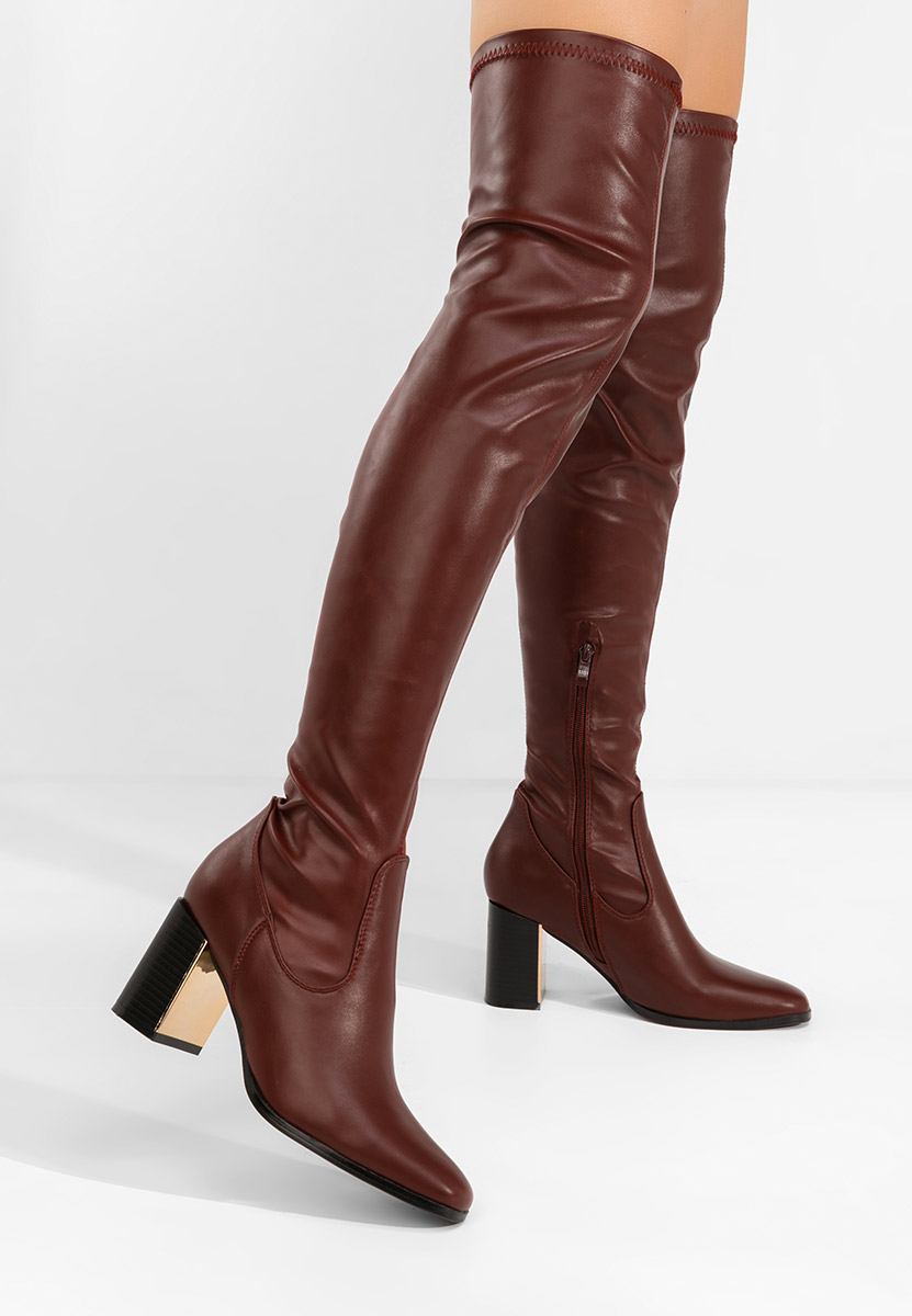 Чизми над коляното Jeanne бордо