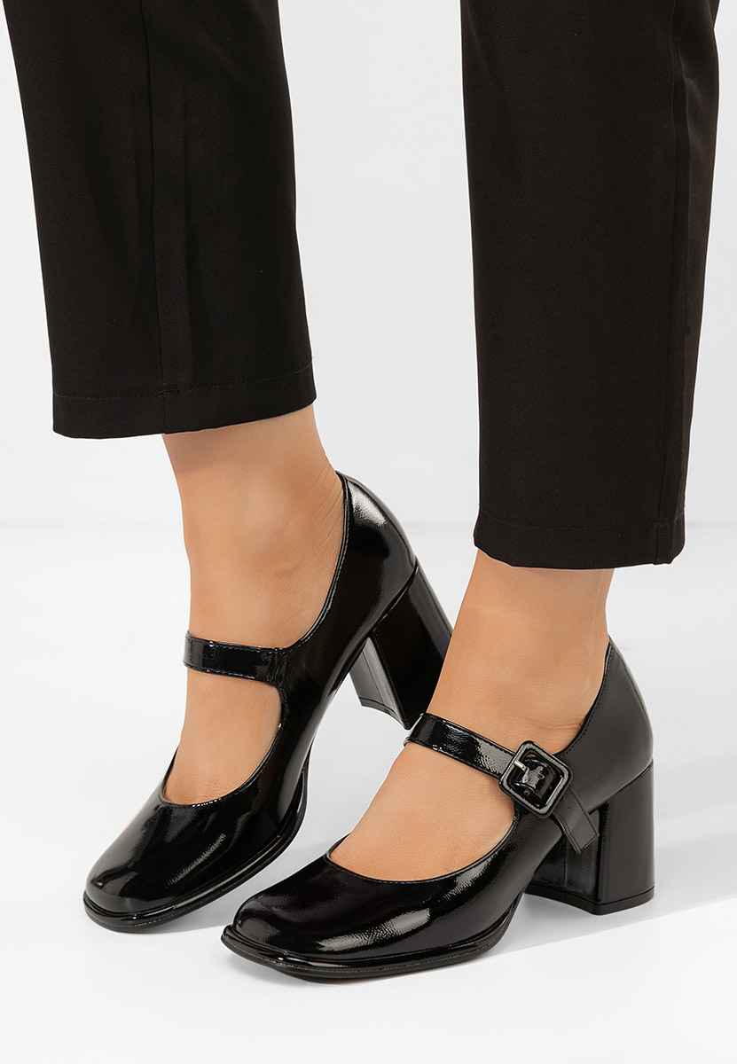 Oбувки с дебел ток Terresa черни