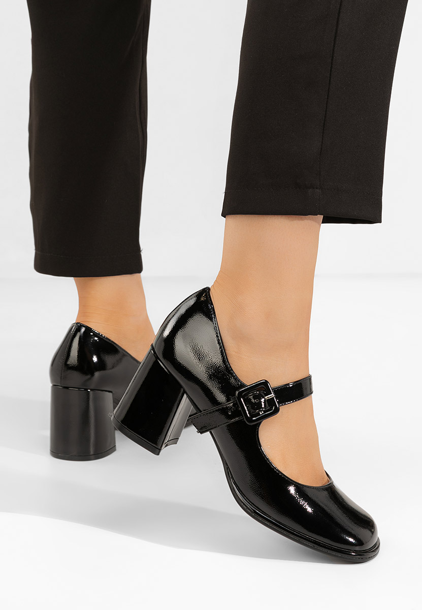 Oбувки с дебел ток Terresa черни