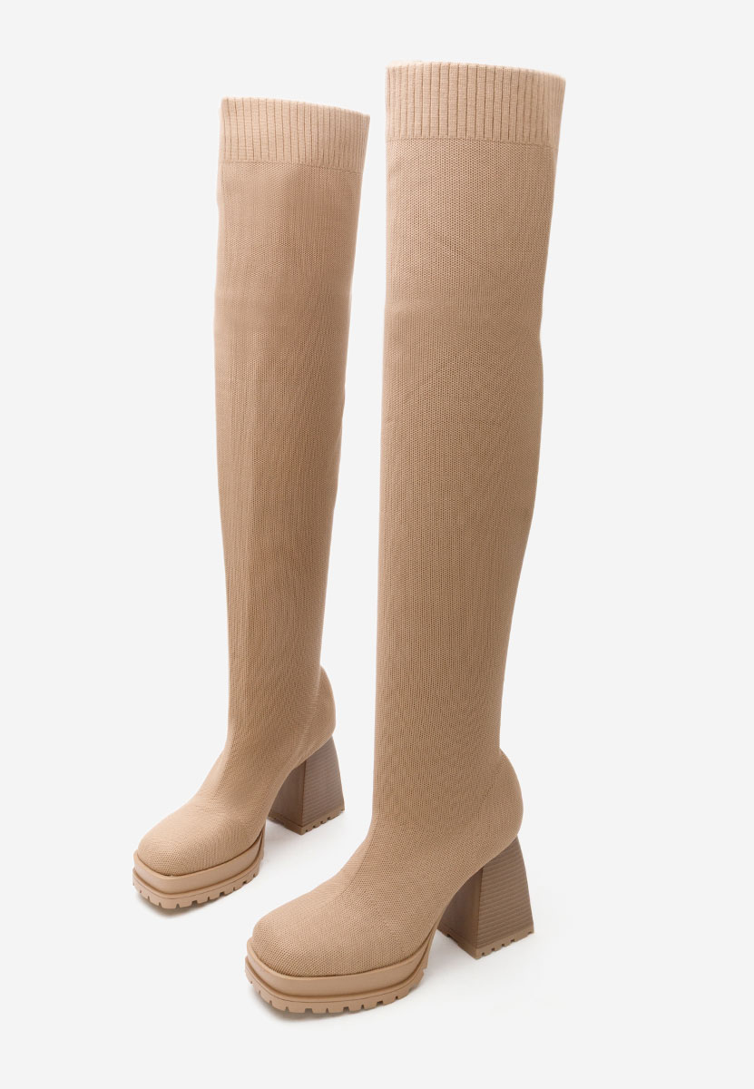 Висок чизми Zalea каки