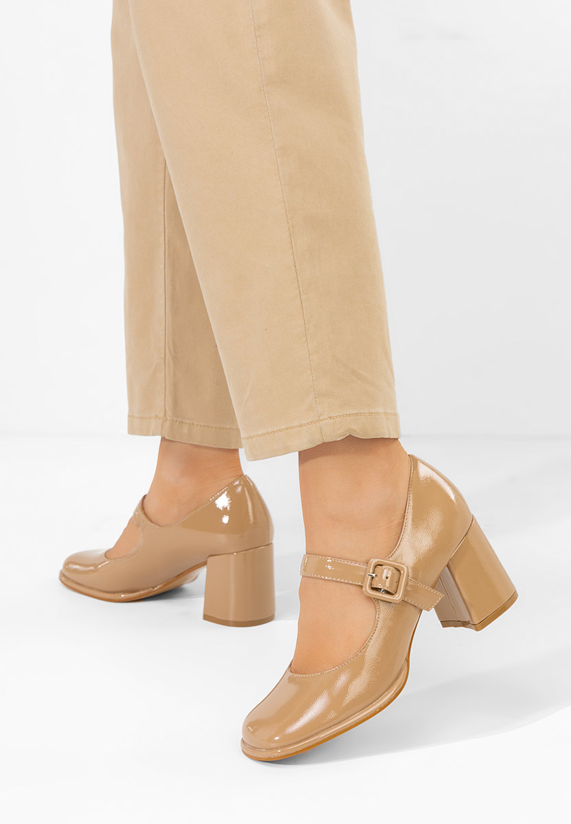 Oбувки с дебел ток Terresa бежов