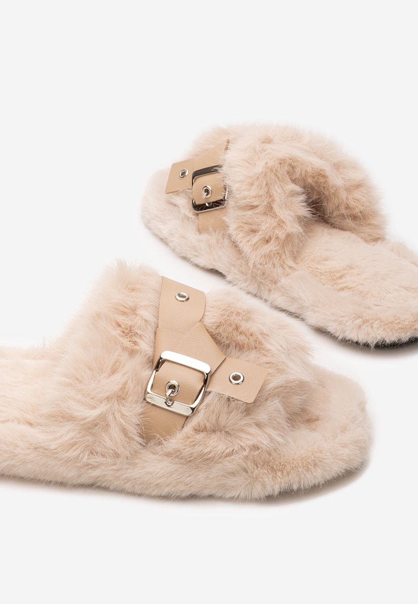 Чехли с пух Arlete бежов