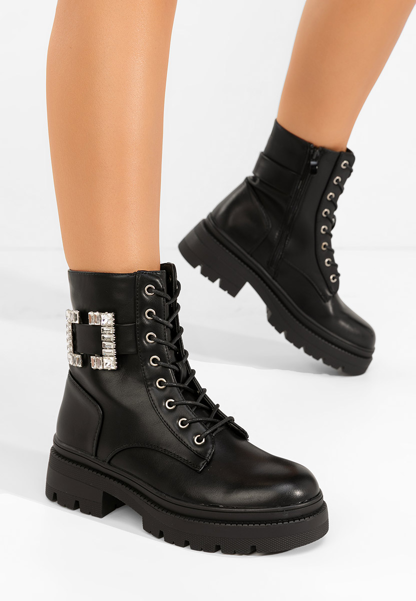 Дамски Боти с връзки Celisora черни