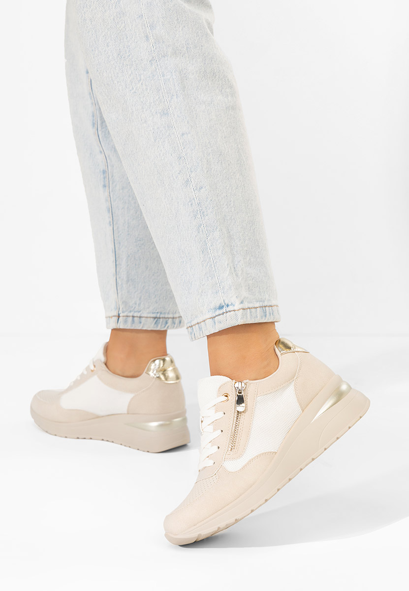 Cникърси на платформа Floreia бежов