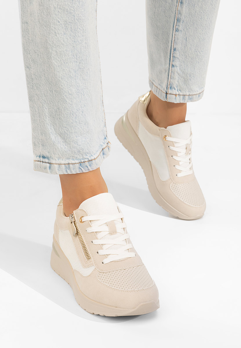 Cникърси на платформа Floreia бежов