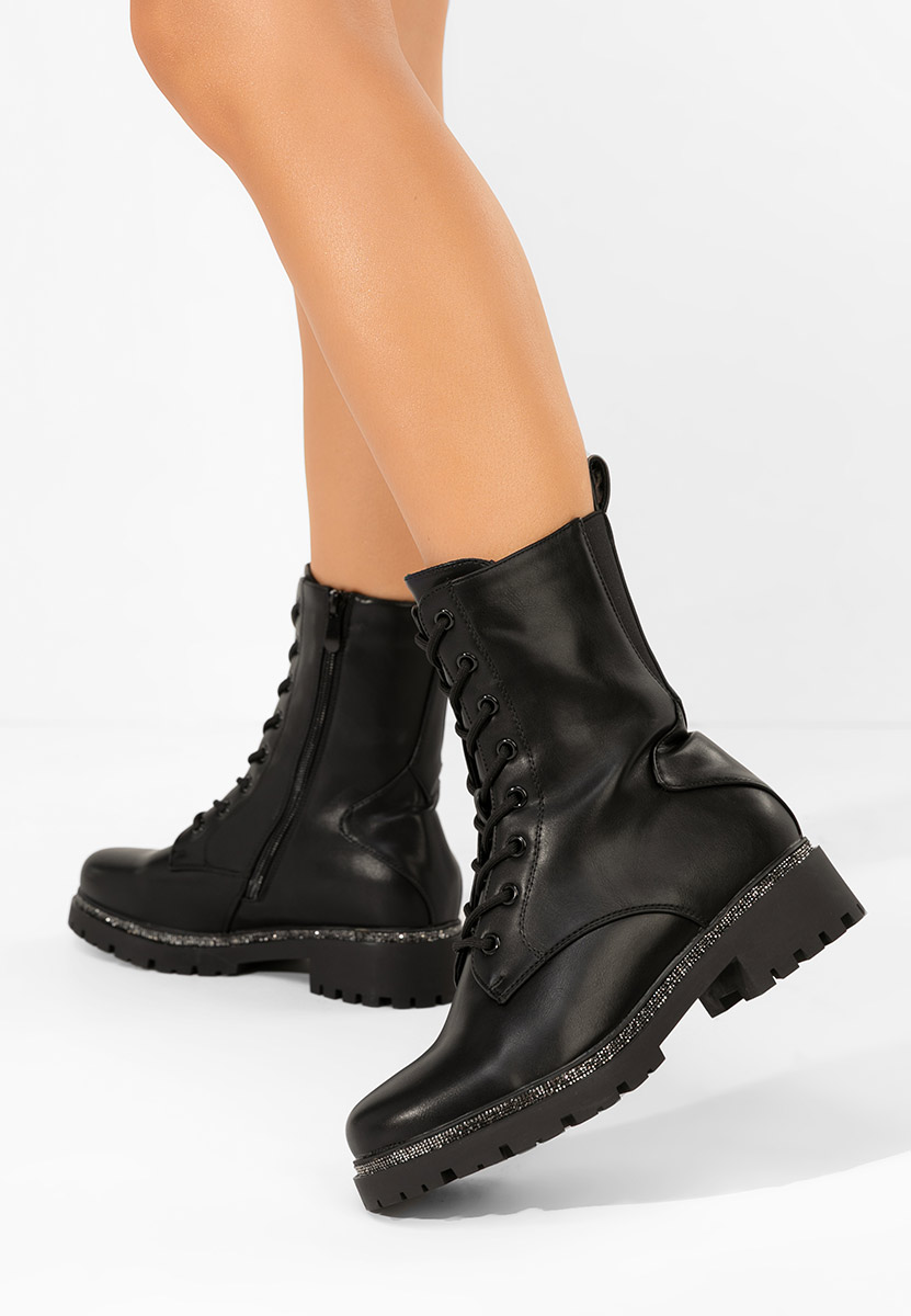 Дамски Боти с връзки Savencia черни