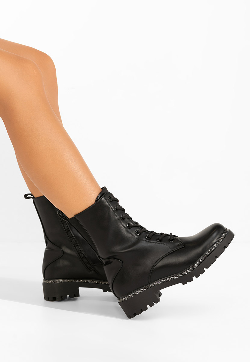 Дамски Боти с връзки Savencia черни