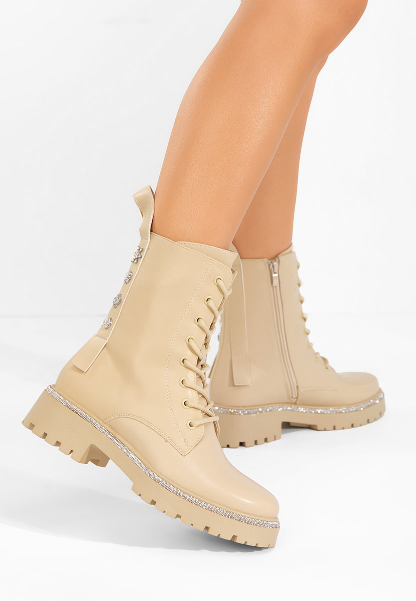 Дамски Боти с връзки Jettie бежов