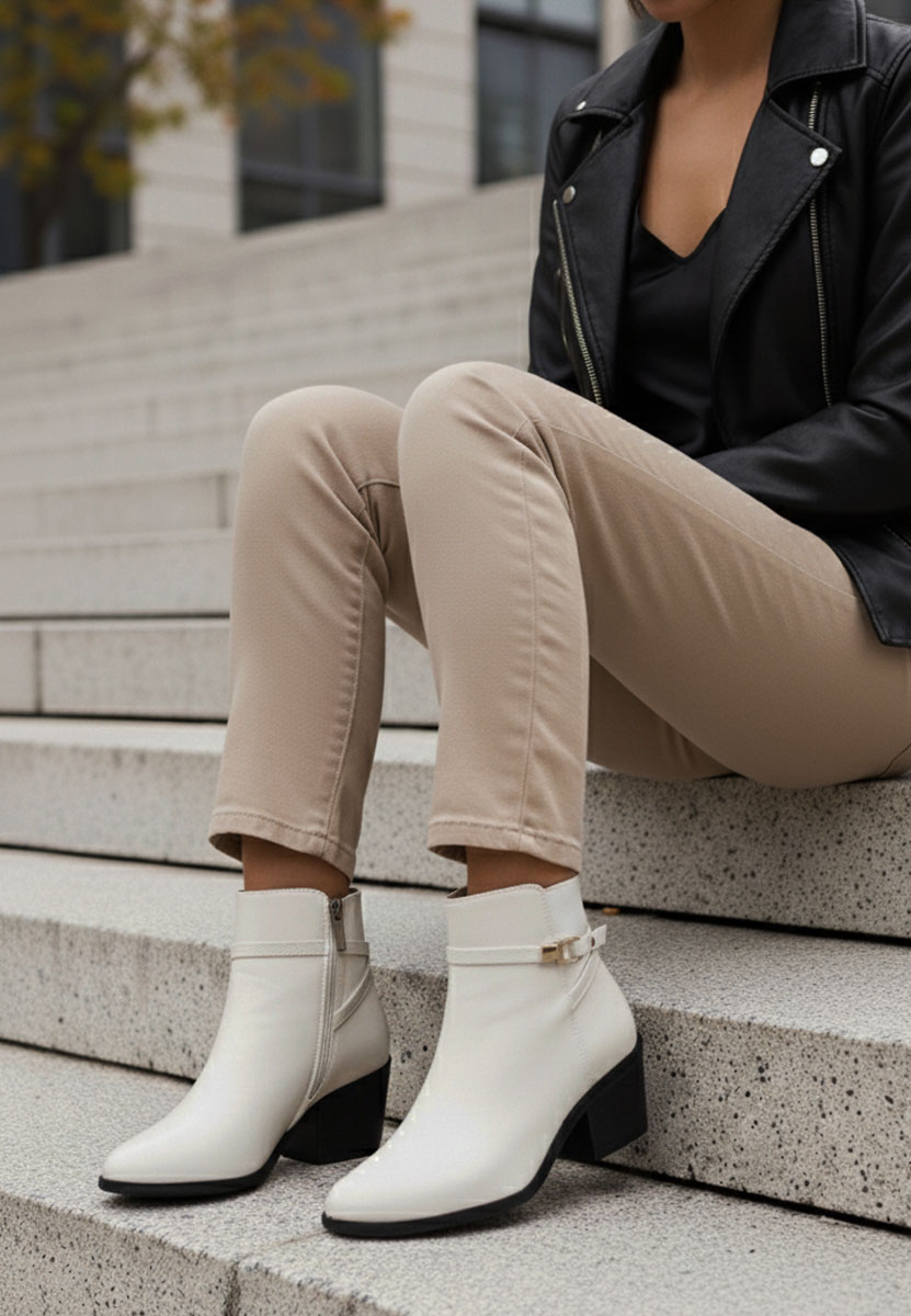 Боти на дебел ток Odelina бежов