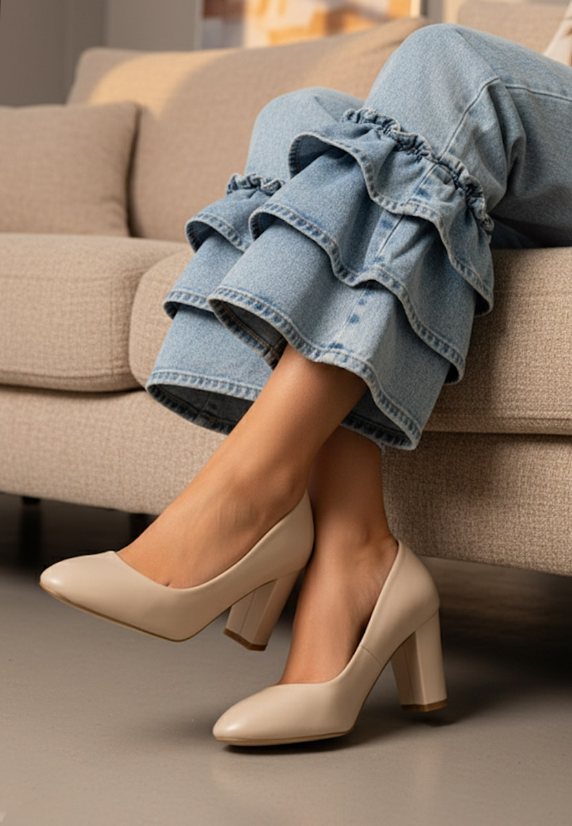 Oбувки с дебел ток Bonanza бежов