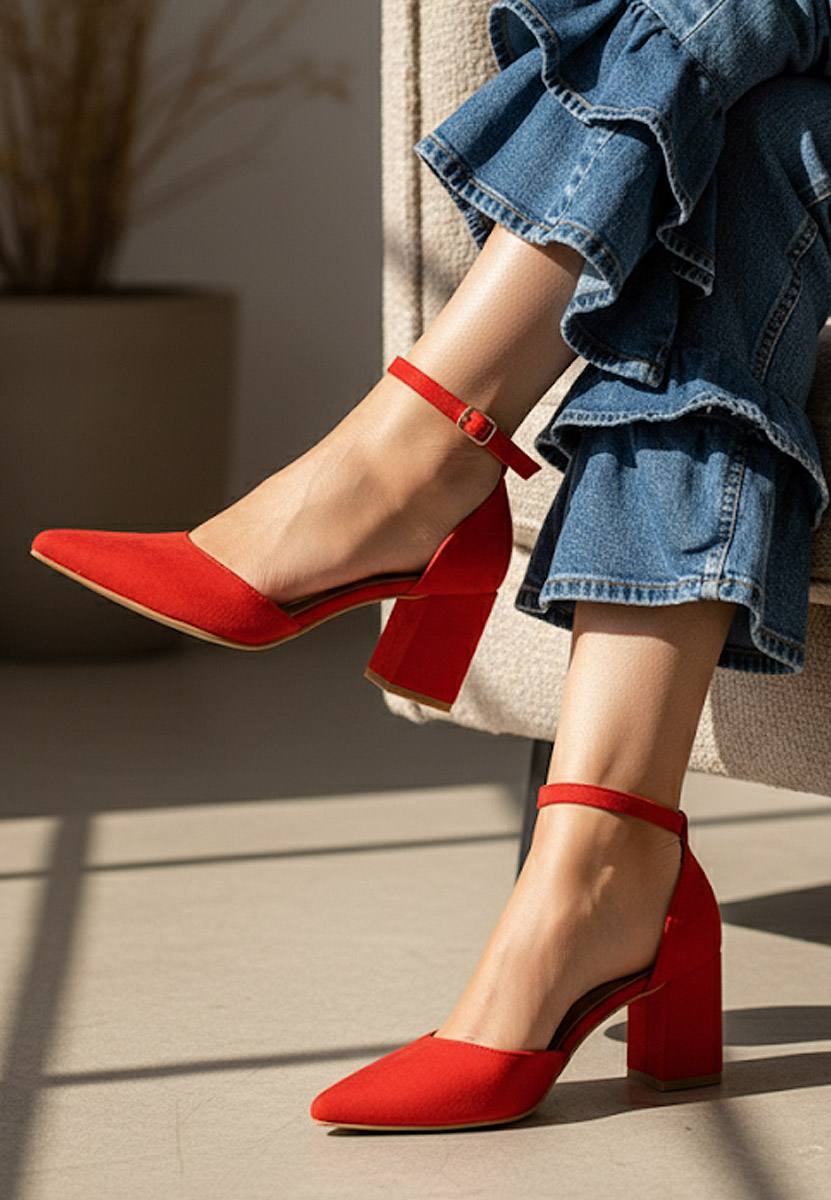 Oбувки с дебел ток Alivila V2 червен