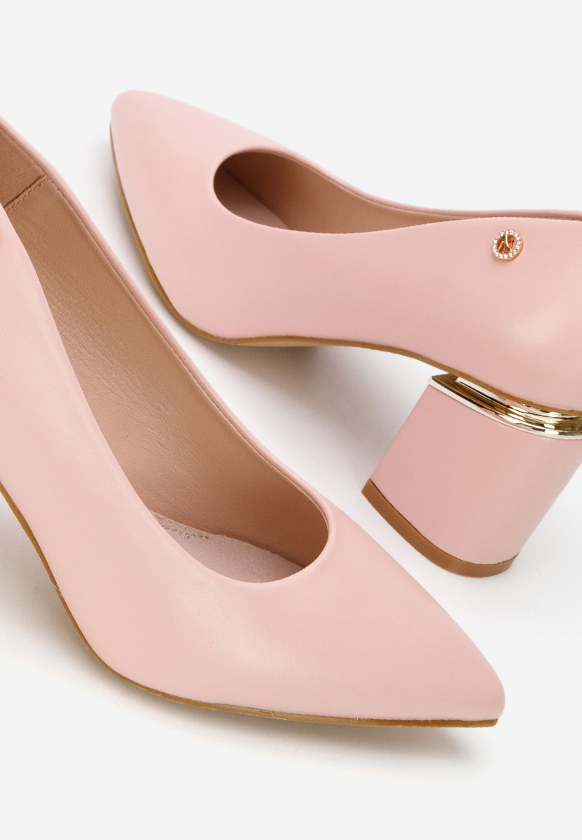 Oбувки с дебел ток Nelia V4 телесен цвят