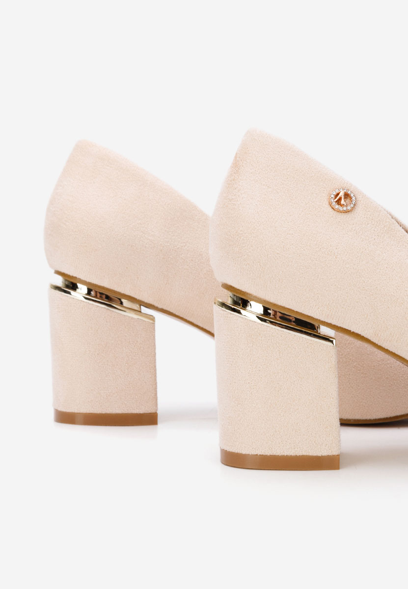 Oбувки с дебел ток Nelia V5 бежов